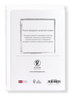 Image Title Ezen Designs - Plum blossom and full moon - Greeting Card - Back