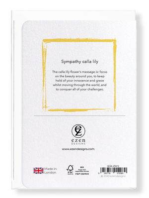 Image Title Ezen Designs - Sympathy calla lily - Greeting Card - Back