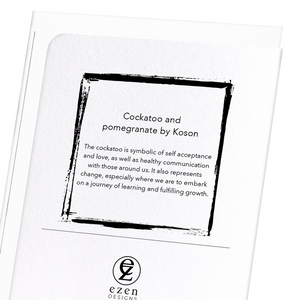 Image Title Cockatoo and pomegranate (Pack of 8 cards)