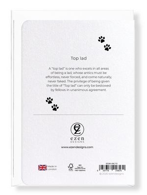 Ezen Designs - Top lad - Greeting Card - Back