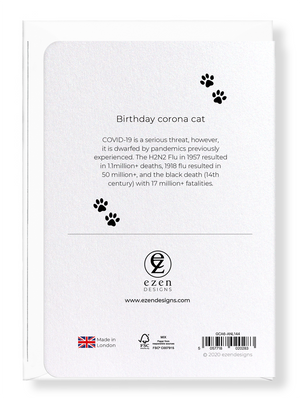 Ezen Designs - Birthday corona cat - Greeting Card - Back