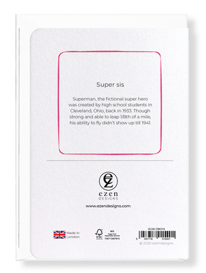 Ezen Designs - Super sis - Greeting Card - Back