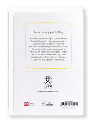 Ezen Designs - Non binary pride flag - Greeting Card - Back