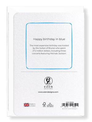 Ezen Designs - Happy birthday in blue - Greeting Card - Back