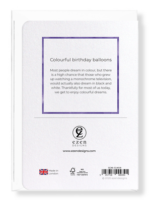 Ezen Designs - Colourful birthday balloons - Greeting Card - Back