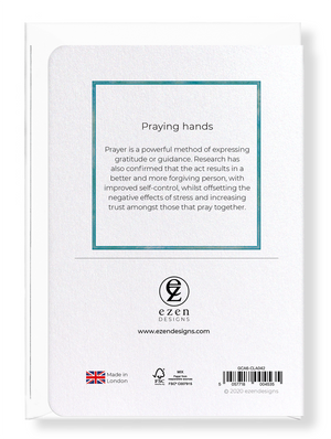 Ezen Designs - Praying hands - Greeting Card - Back