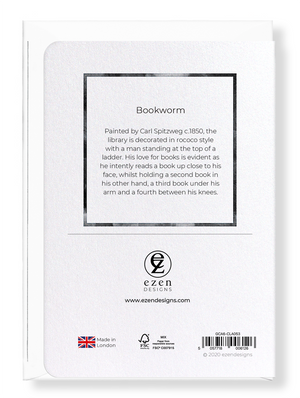 Ezen Designs - Bookworm - Greeting Card - Back