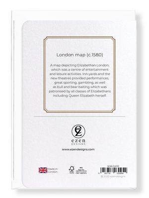 Ezen Designs - London map (c.1580) - Greeting Card - Back