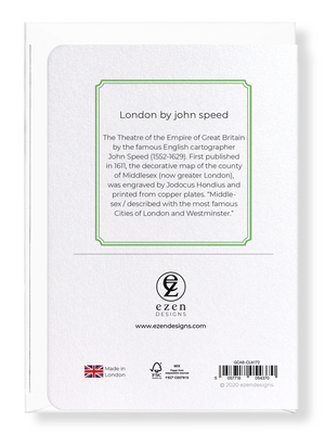 Ezen Designs - London by john speed - Greeting Card - Back