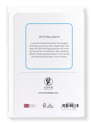 Ezen Designs - Birthday plane - Greeting Card - Back