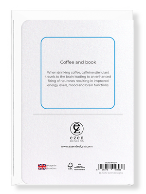 Ezen Designs - Coffee and book - Greeting Card - Back