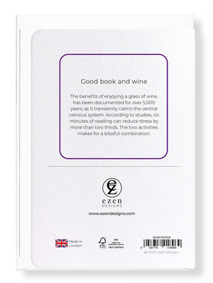 Ezen Designs - Good book and wine - Greeting Card - Back