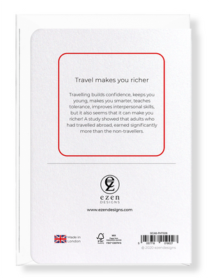 Ezen Designs - Travel makes you richer - Greeting Card - Back