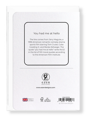 Ezen Designs - You had me at hello - Greeting Card - Back