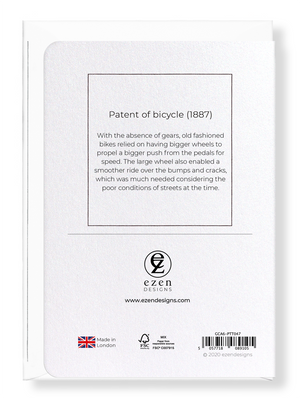 Ezen Designs - Patent of bicycle (1887) - Greeting Card - Back