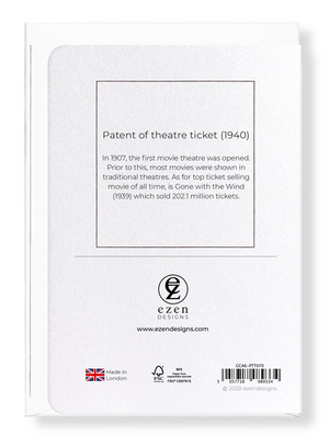 Ezen Designs - Patent of theatre ticket (1940) - Greeting Card - Back