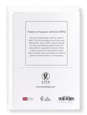 Ezen Designs - Patent of space vehicle (1975) - Greeting Card - Back