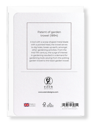 Ezen Designs - Patent of garden trowel (1894) - Greeting Card - Back