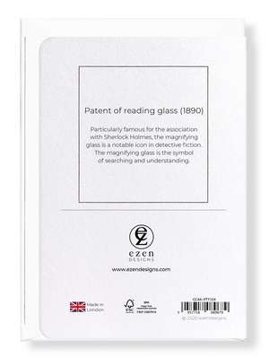 Ezen Designs - Patent of reading glass (1890) - Greeting Card - Back