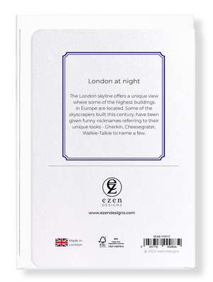 Ezen Designs - London at night - Greeting Card - Back