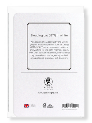 Ezen Designs - Sleeping cat (1917) in white - Greeting Card - Back