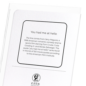 You had me at hello (Pack of 8 cards)