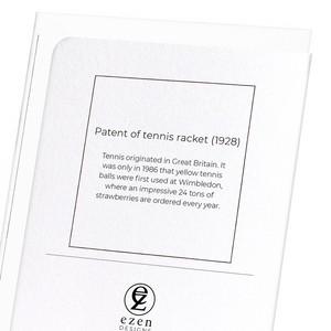 Patent of tennis racket (1928) (Pack of 8 cards)