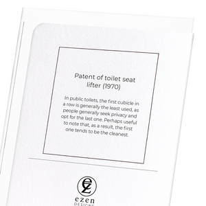 Patent of toilet seat lifter (1970) (Pack of 8 cards)