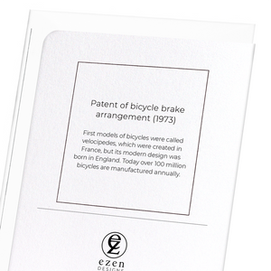 Patent of bicycle brake arrangement (1973) (Pack of 8 cards)