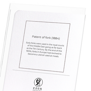 Patent of fork (1884) (Pack of 8 cards)