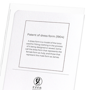 Patent of dress form (1904) (Pack of 8 cards)