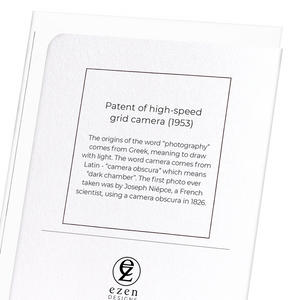 Patent of high-speed grid camera (1953) (Pack of 8 cards)