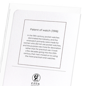 Patent of watch (1916) (Pack of 8 cards)