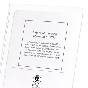 Patent of hanging flower pot (1979) (Pack of 8 cards)