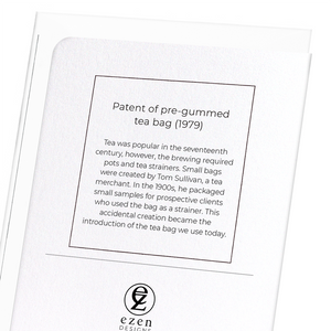 Patent of pre-gummed tea bag (1979) (Pack of 8 cards)