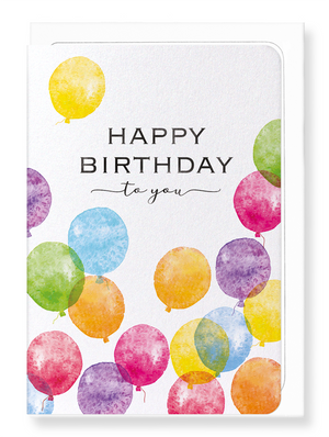 Ezen Designs - Colourful birthday balloons - Greeting Card - Front