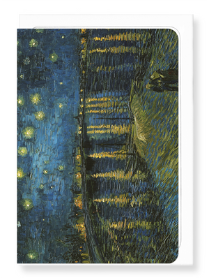 Ezen Designs - Starry night over the rhone by van gogh - Greeting Card - Front