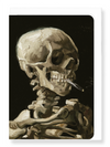 Ezen Designs - A skeleton with a cigarette by van gogh - Greeting Card - Front