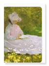 Ezen Designs - Spring time reading by monet - Greeting Card - Front