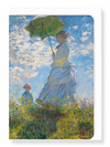 Ezen Designs - Lady with a parasol by monet - Greeting Card - Front