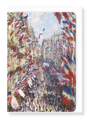 Ezen Designs - La rue montorgueil in paris by monet - Greeting Card - Front