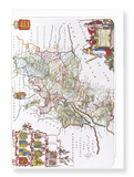 Ezen Designs - Map of gloucestershire (1665) - Greeting Card - Front