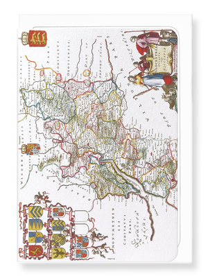 Ezen Designs - Map of gloucestershire (1665) - Greeting Card - Front