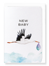 Ezen Designs - Stork and baby - Greeting Card - Front