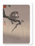 Ezen Designs - Monkey and persimmon fruit - Greeting Card - Front