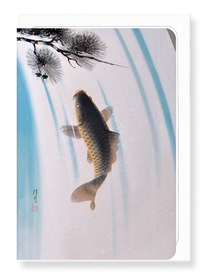 Ezen Designs - Carp and waterfall - Greeting Card - Front