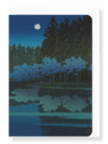 Ezen Designs - Spring cherry blossoms at night - Greeting Card - Front