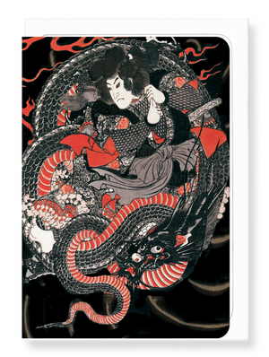 Ezen Designs - Samurai on a dragon - Greeting Card - Front