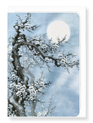 Ezen Designs - Plum blossom in blue moon - Greeting Card - Front