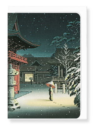 Ezen Designs - Nezu shrine in snow - Greeting Card - Front